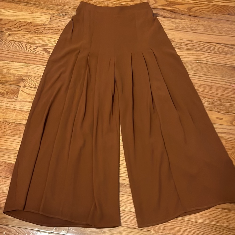 Women’s Brown Pleated Palazzo Pants Maverick The Collection Size Small